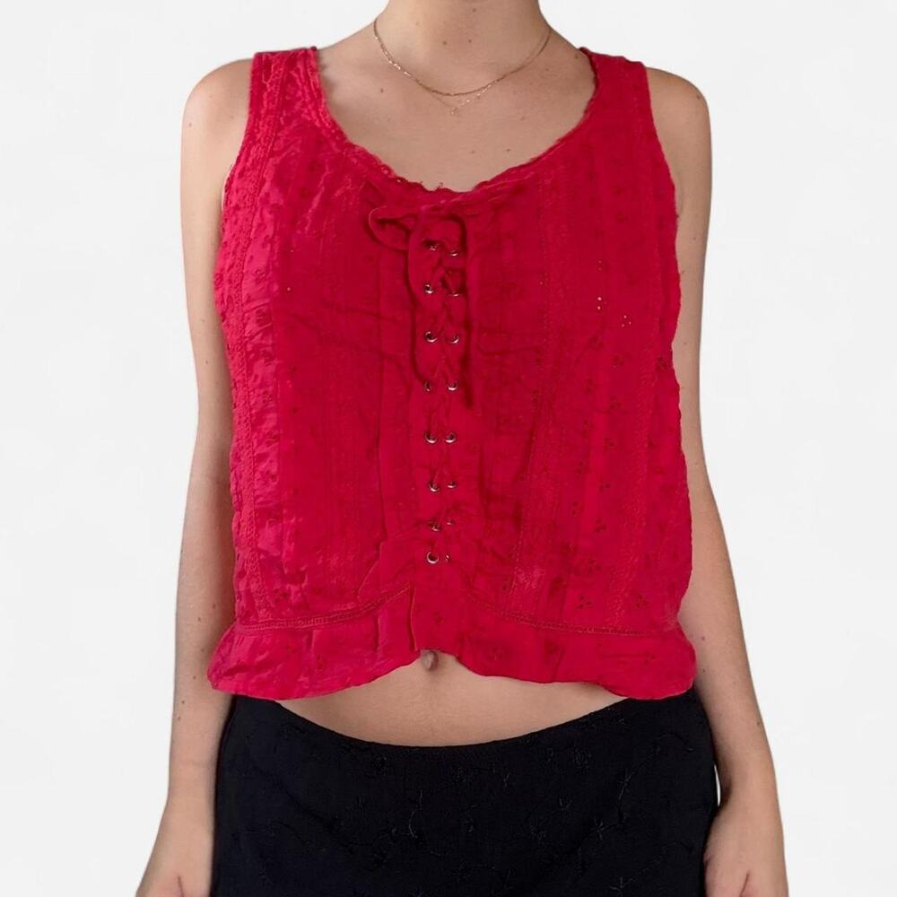 Red lace up corset style